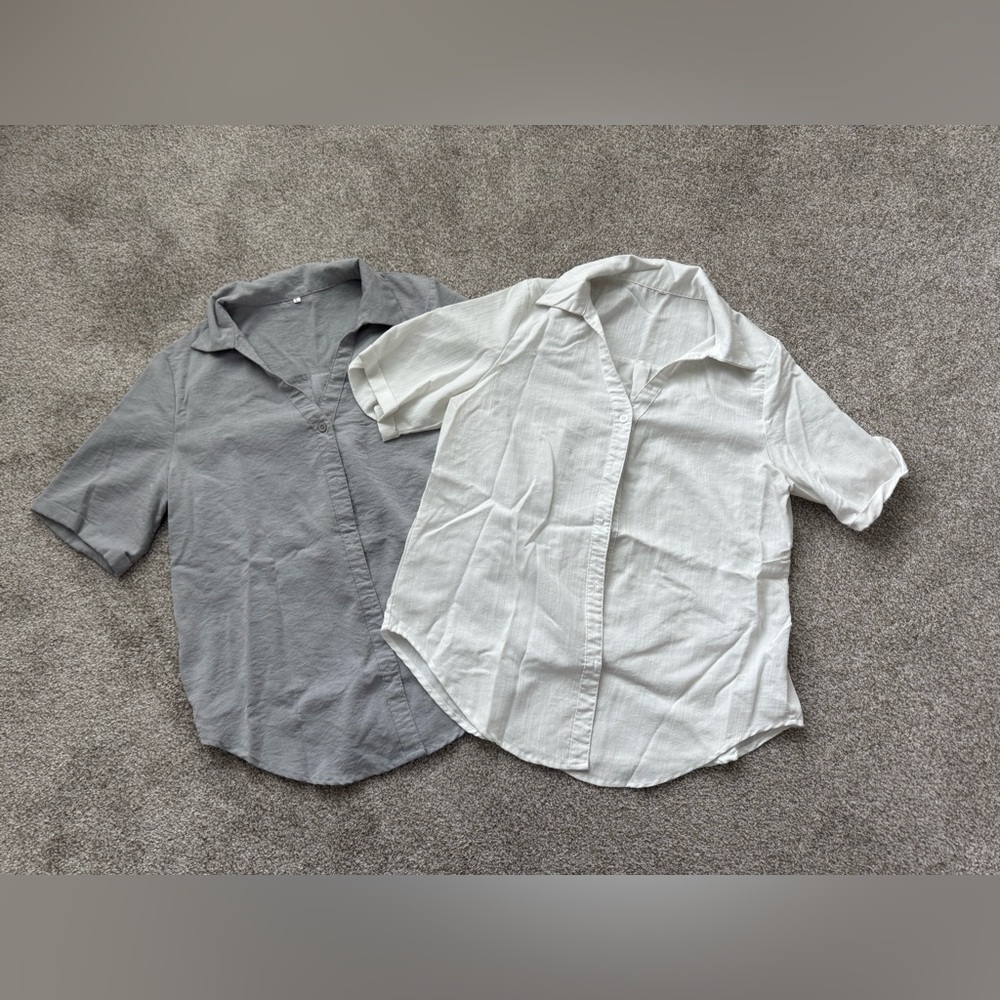 BUNDLE: Casual Women’s Short-Sleeve Linen Button Down Shirt